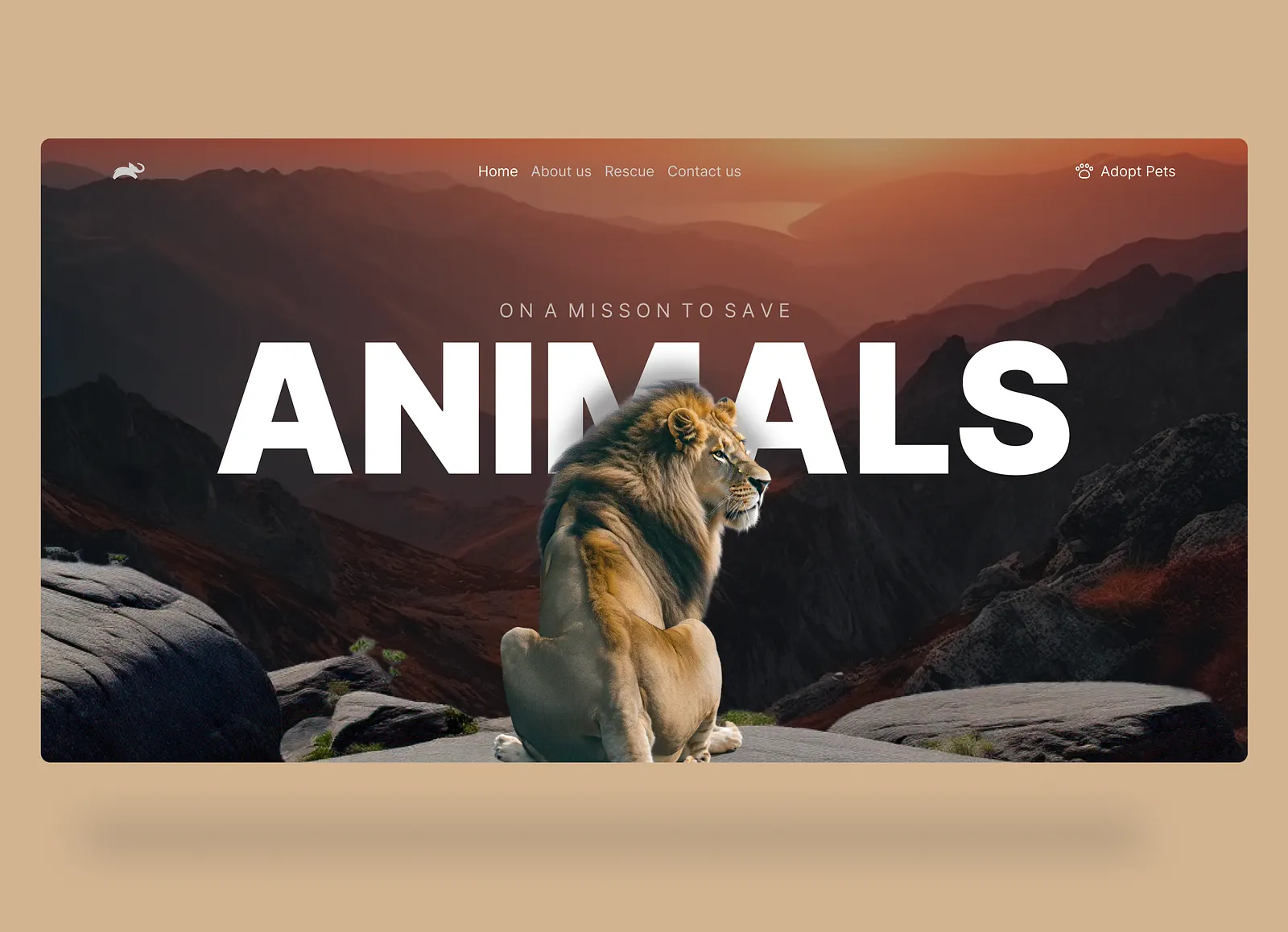Creative landing page design for animal welfare initiative