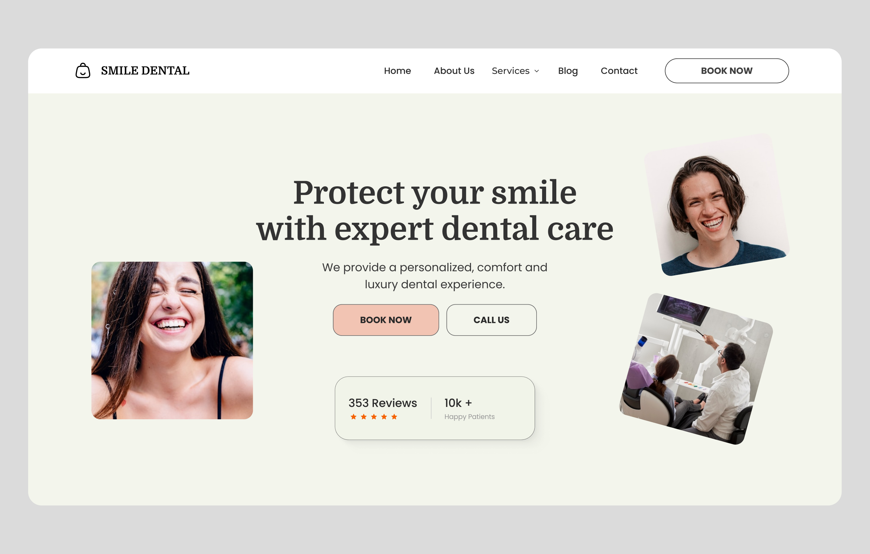 UI design for dental clinic website β clean layout and user-friendly booking system